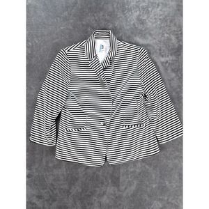 Anne Klein Black White Striped Blazer Womens Size XL Classic Stretch Jacket
